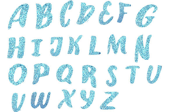 Blue Glitter Alphabets