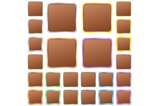 Brown Metallic Square Button Set and Brown Blank Square Metal Button Design Set – JPG 5000x5000 - Vector EPS
